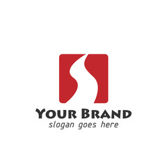 Street road design logo with rounded rectangle shape in red color