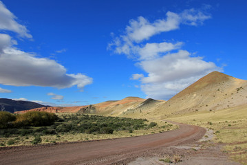 Fototapeta na wymiar Beautiful badlands in the Chubut valley, along route 12, Chubut, Argentina