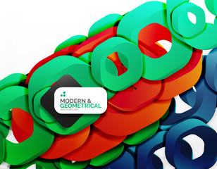 Geometric abstract background, cut chain shapes or hexagons on white