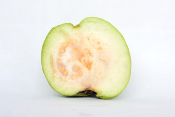 Guava or Psidium Sliced on White Isolated Background 