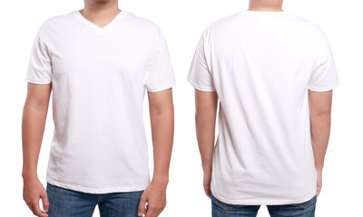 White V-Neck shirt design template