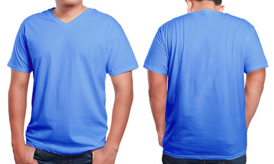 Blue V-Neck shirt design template