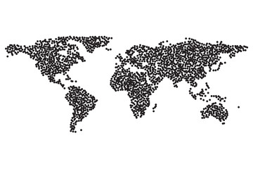 Worldmap template silhouette. World map for infographic. Dotwork Halftone Tattoo Style Vector Illustration.