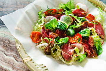salad with beef