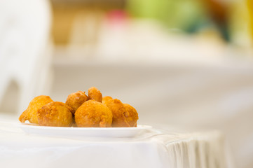 Homemade fritters with sugar and its ingredients