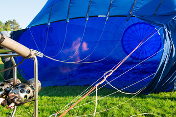 Fototapeta premium inflating of a blue aerostat