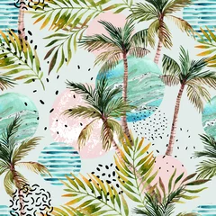 Fotobehang Grafische prints Abstracte zomer tropische palmboom achtergrond.