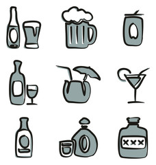 Alcohol Icons Freehand 2 Color