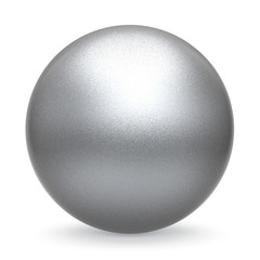 Silver white ball sphere round button basic matted metallic circle geometric shape solid figure simple minimalistic atom single object blank balloon design element. 3D illustration isolated