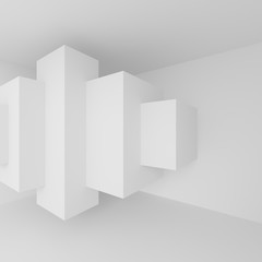 Futuristic White Room. Architecture Background