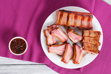 Delicious Smoked slab of Pork Ribs