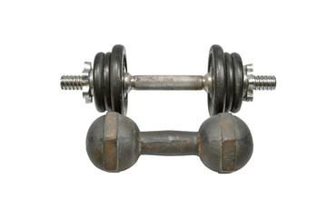 two dumbbells isolated on white background