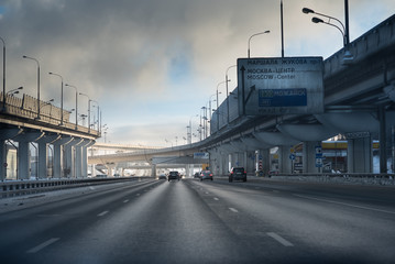 highway junction at the middle of the day. Moscow