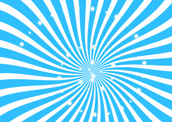White and blue Sunburst vector background. Swirl strips with sparkling stars clipart, abstract texture wallpaper, bannder and backdrop.