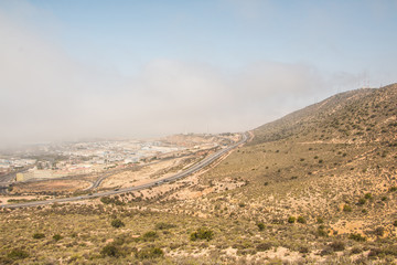 Yellow mountains and beautiful panoramic view