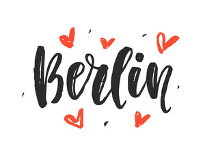 Berlin. Modern city hand written brush lettering