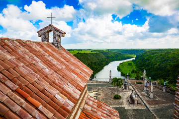 Rooftop view of Altos de Chavon valley in Dominican Republic