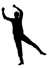 Silhouette of guy dancer dancing 