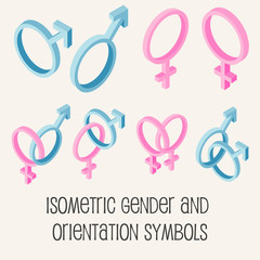 gender and sexual orientation isometric icons set