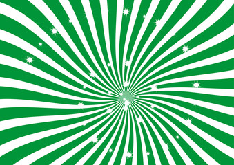 Green and White Sunburst vector background. Swirl strips with sparkling stars clipart, wallpaper, banner and backdrop. Saint Patricks Day banner and decoration.