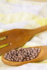 Wooden cutlery with lentils