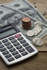 American money and calculator