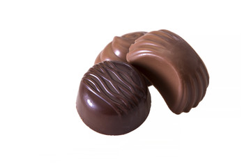 Assortment of chocolate bonbons isolated on white