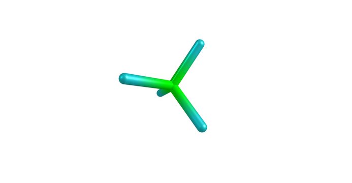Silicon tetrachloride molecular structure isolated on white