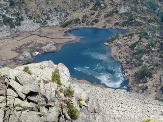 High angle view of alpine lake 
