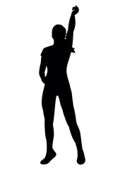 silhouette of a girl dancing at a disco,