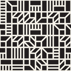 Vector seamless pattern. Mesh repeating texture. Linear grid with chaotic shapes. Stylish geometric lattice design