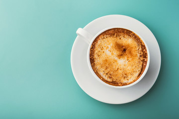 hot coffee cup top view