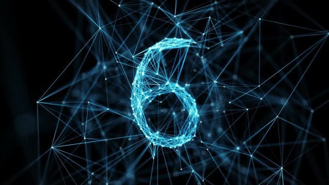 Abstract digital nodes and connection paths form a countdown. The numbers are transformed one into another, creating stylish digital plexus motion graphics. Rotating camera Alpha Matte