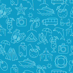 Vector illustration of seamless pattern with summer symbols