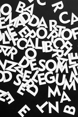 White Alphabet Letters On Blackboard