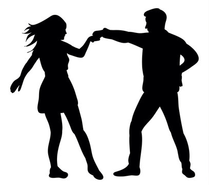 Guy and girl dancing silhouette 