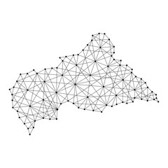 Obraz premium Map of Central African Republic from polygonal black lines and dots of vector illustration