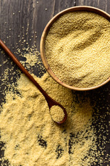 Wooden bowl with amaranth seeds