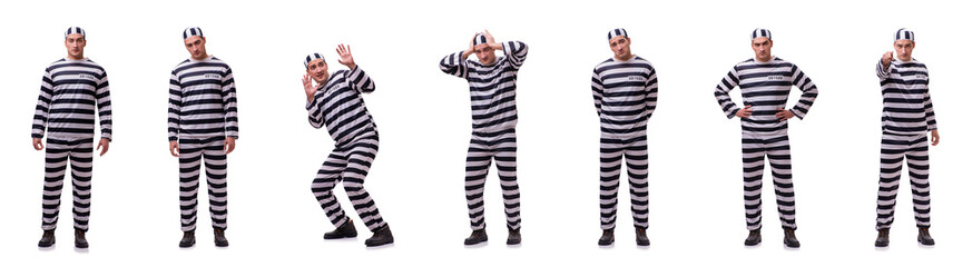 Man prisoner isolated on white background