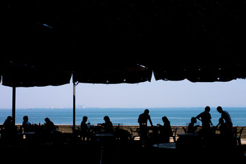 Restaurants on the beach at the beachfront