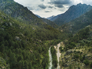 Fototapeta na wymiar Aerial view of valley in Corsica