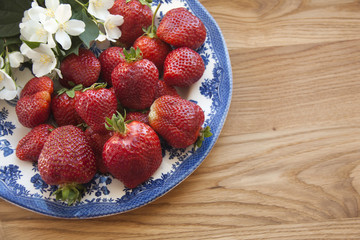 strawberries on wood
