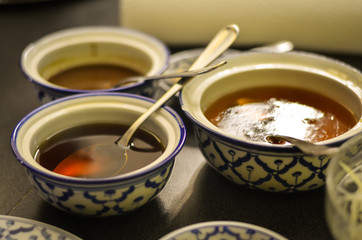 spices and sauces prepared for thai cooking