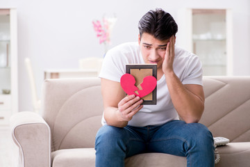 Young man in sad saint valentine concept