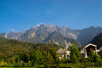 Obraz premium View part of Mount Kinabalu from Kundasang, Sabah. The highest mountain in Malaysia with elevation is 4095m and it famous among tourist.