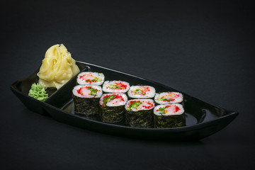 sushi on black