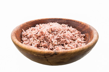Cooked Brown Rice on white background and  made work path to clipping path .