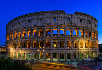 Fototapeta na wymiar Night view of Colosseum in Rome in Italy
