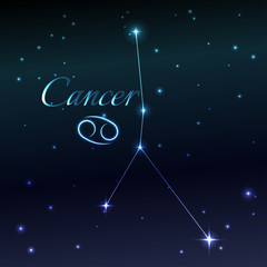 Obraz na płótnie Canvas Water symbol of Cancer zodiac sign, horoscope, vector art and illustration.