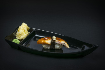 sushi on black